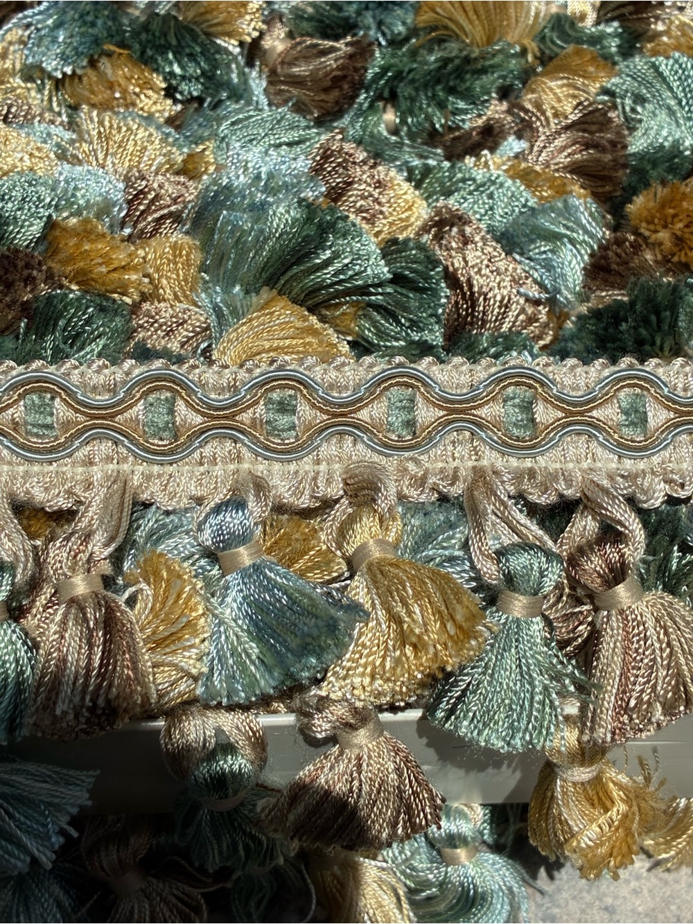 Decorative Tassel Trim by Conso, beige, blue, gold, green - Picture 9 of 10